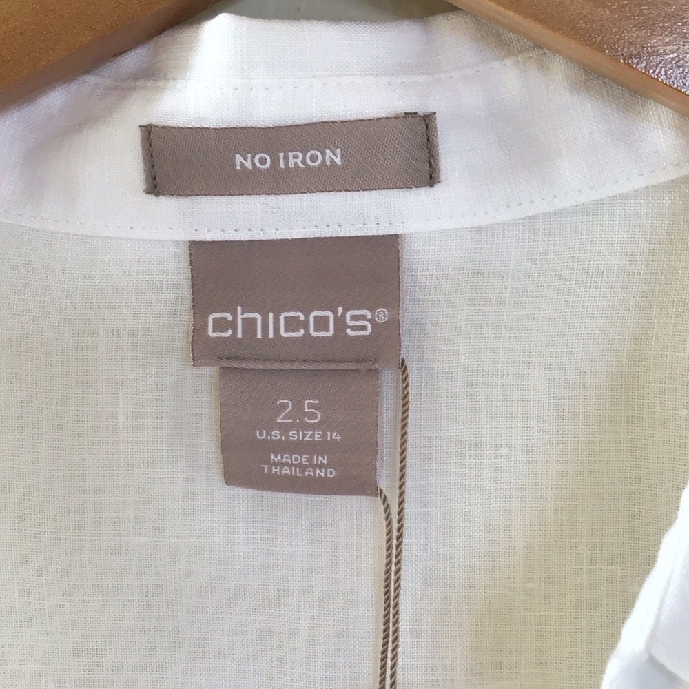 Chico’s 100% Linen No Iron Button Down Shirt size 2.5 - Picture 3 of 8